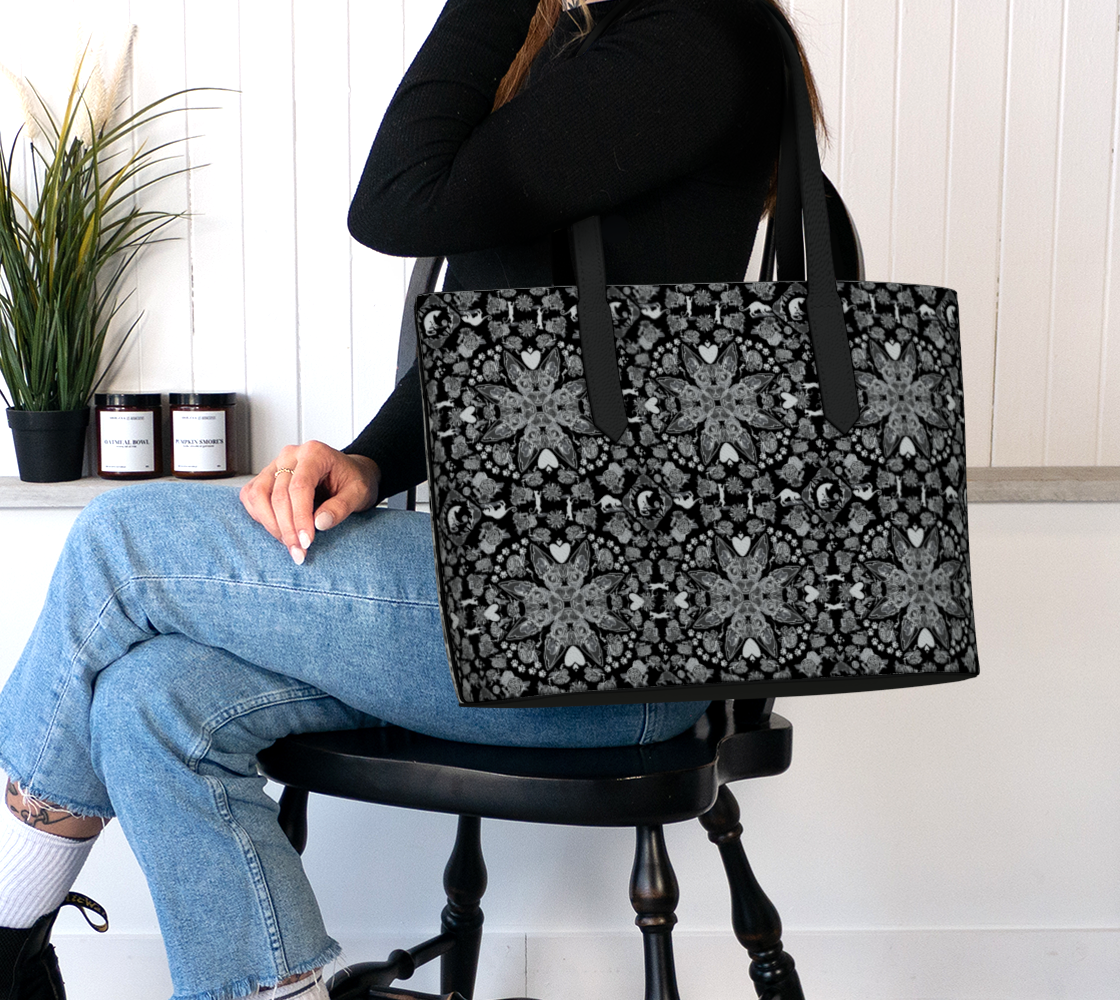 Sphynx design vegan leather tote